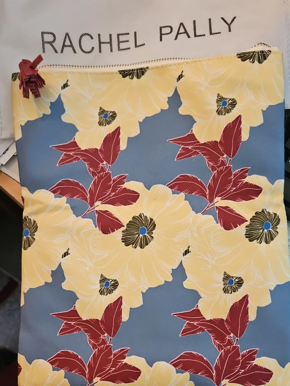 Rachel Pally Yellow, Blue & Red Floral Zip Make-up Pouch NWOT